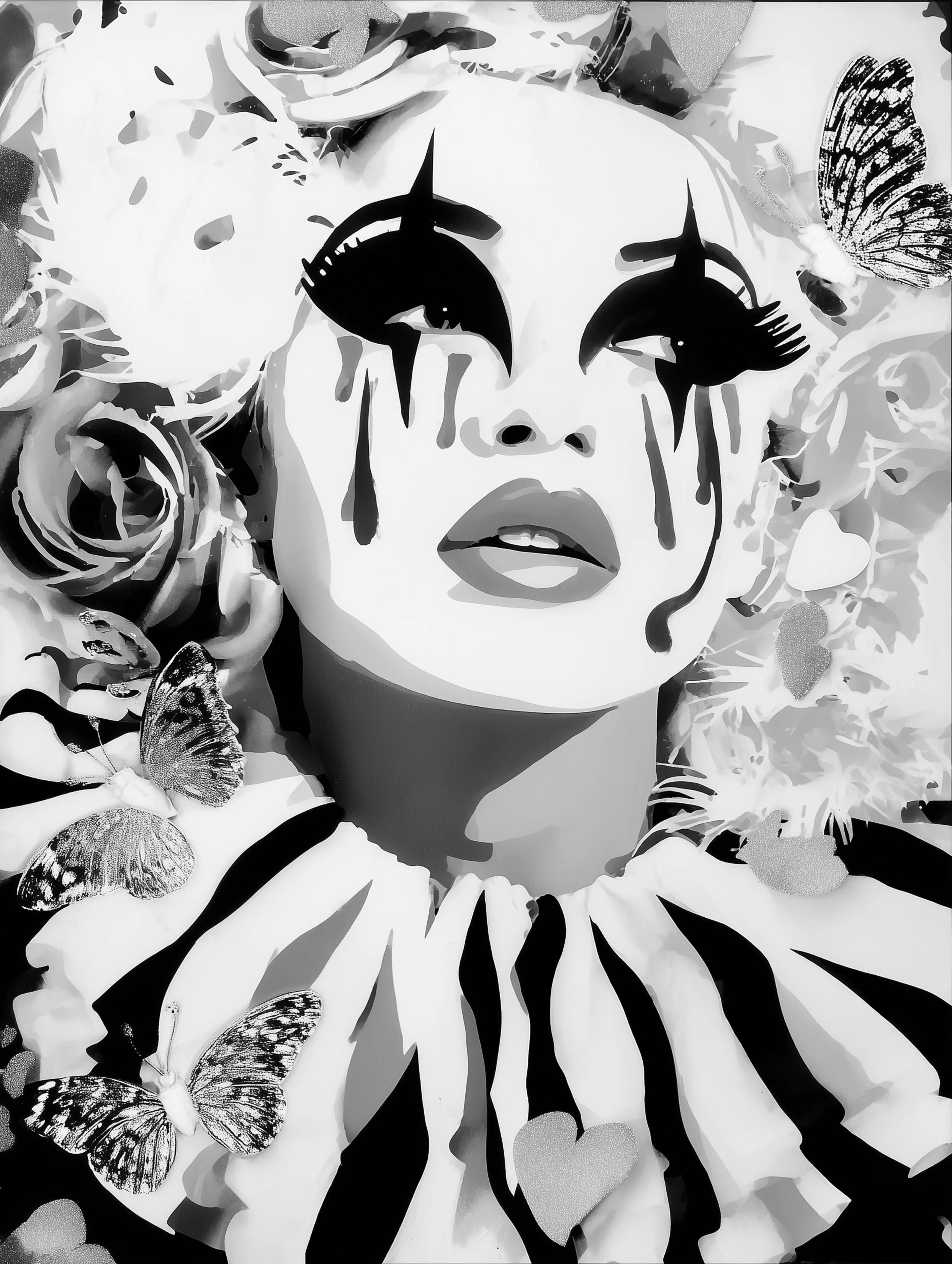 Free printable crying coloring page for adults featuring fake tears clown crying